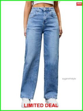 High Waisted Stretchy Straight Leg Loose Jeans